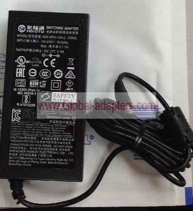 Genuine HOIOTO ADS-65HI-2 12V 5.0A Switching ac adapter Power Supply 5.5mm x 2.1mm / 2.5mm - Click Image to Close